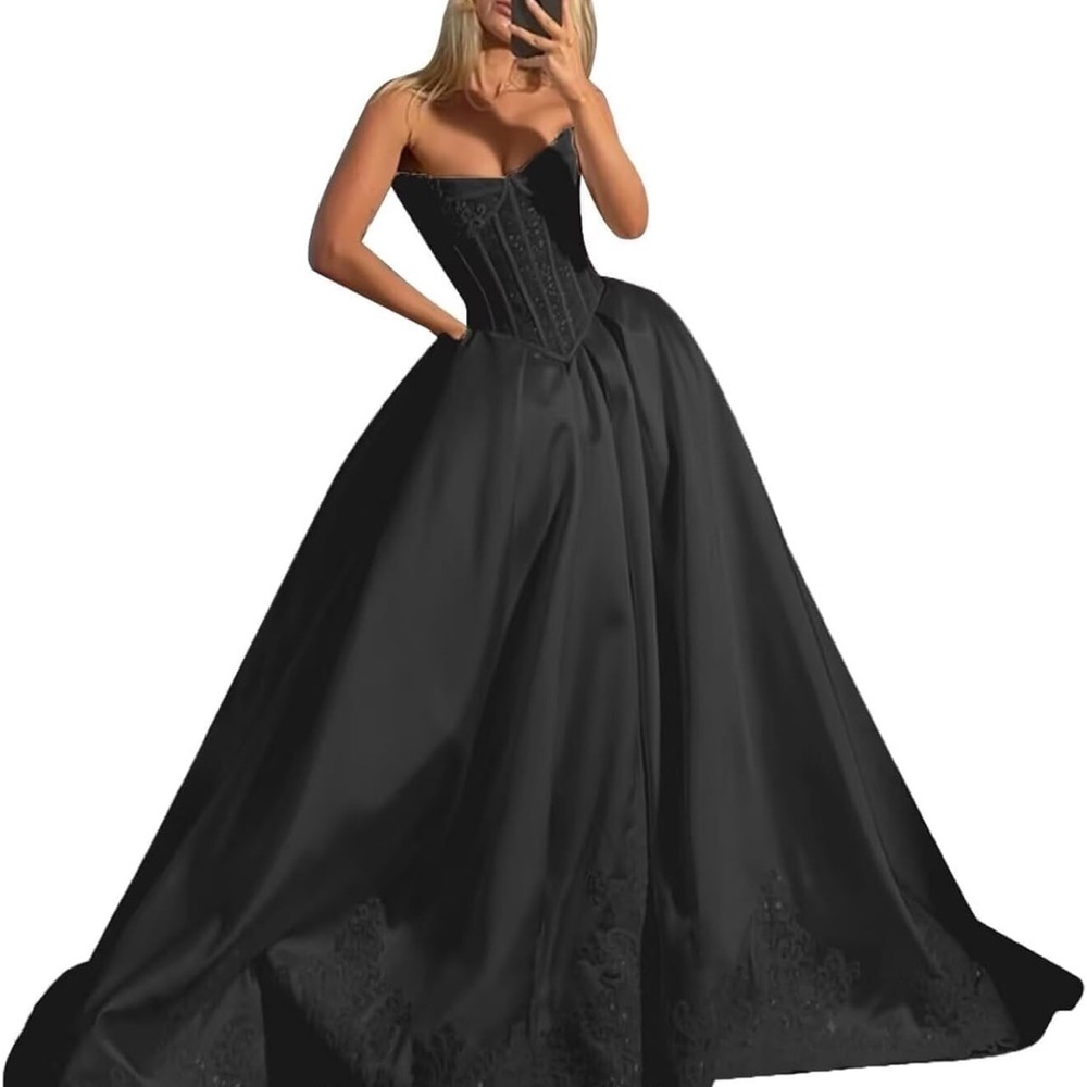 Elegant Black Corset Gown
